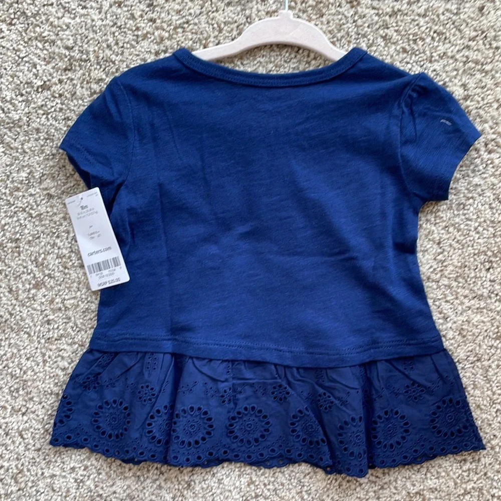 NWT Carters 18 month navy blue top with detail bottom